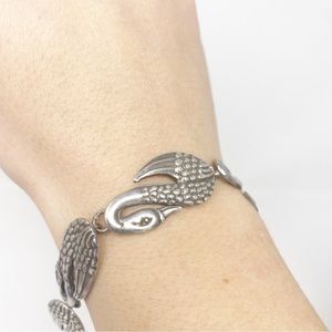 639 Vintage Taxco Los Castillo Silver Swan Link Bracelet 516